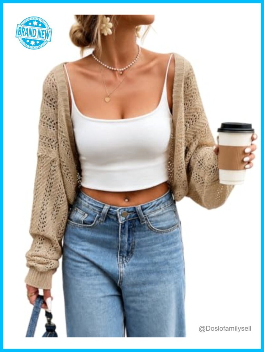 Crochet Cardigan Lightweight Hollow Out Cropped Women Sweater